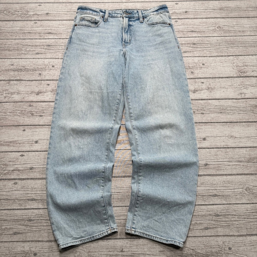Old Navy Jeans Women's 10 Blue Light Wash Denim High Rise Wide Leg Baggy Loose